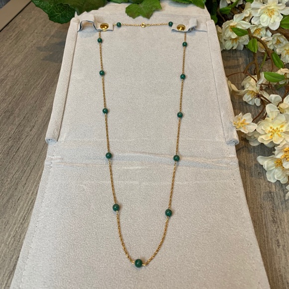 HP🎉Vintage18k Solid Gold Rope & Jade Necklace - Picture 2 of 7